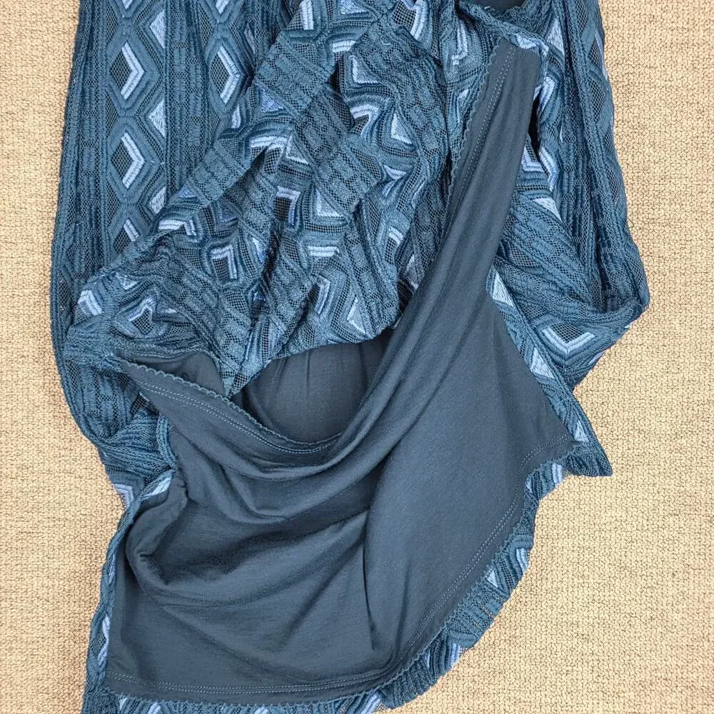 ANTHROPOLOGIE SIENNA EMBROIDERED PENCIL MIDI SKIRT – WOMEN’S US 8 – TEAL – LINED